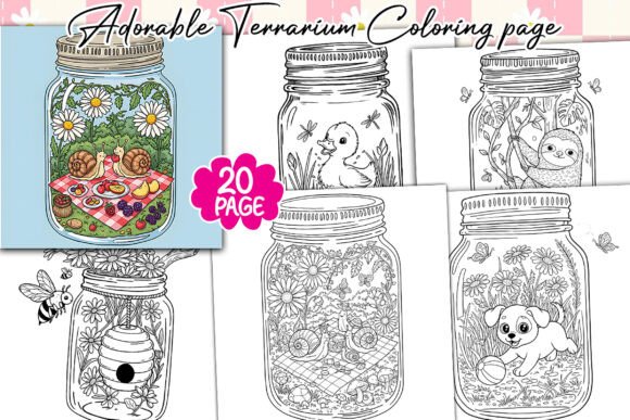 Adorable Terrarium Coloring Page Bundle