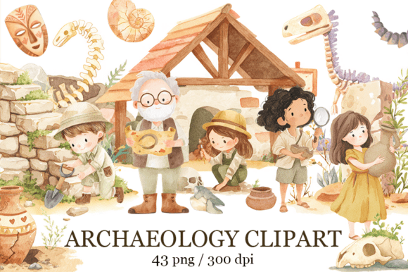 Archaeology Clipart with Cute Archaeologists for Creative Projects