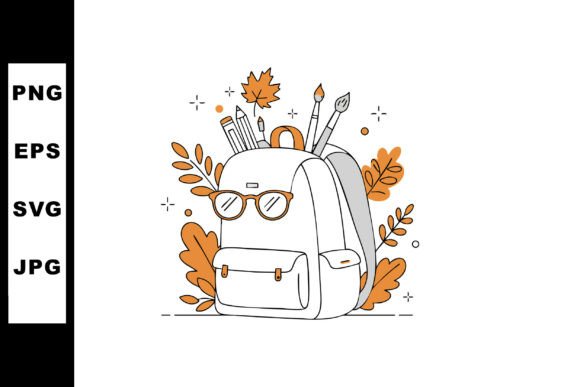 Backpack with Autumn Leaves Art Supplies: Creative Assets for Seasonal Projects