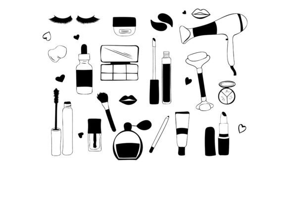 Black and White Makeup Clipart Set: A Practical Resource for Creative Professionals