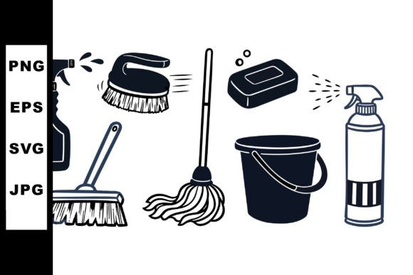 Cleaning Tools Vector Set for Design Projects