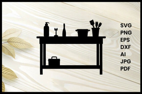 Cleaning Workbench Silhouette: A Versatile Design Asset