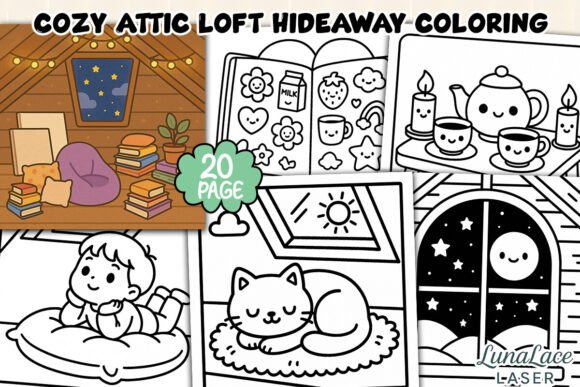 Cozy Attic Loft Hideaway Coloring Page – A Creative Escape for All Ages