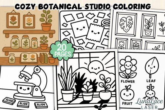Cozy Botanical Studio Coloring Page