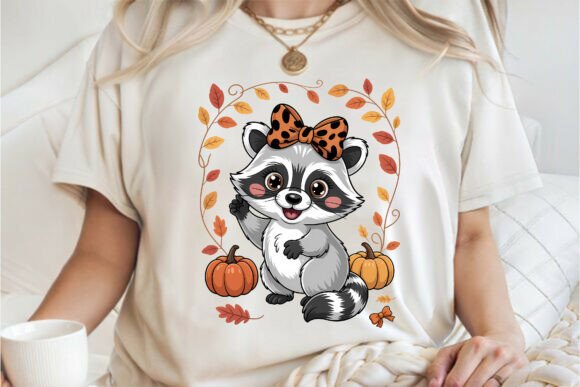 Cute Raccoon Autumn Vibes Fall Tee PNG – A Versatile Design for Seasonal Crafts and Apparel