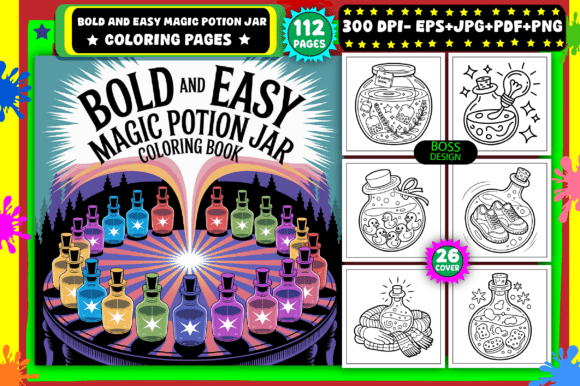 Easy Magic Potion Jar Coloring Pages: A Unique Creative Escape for Adults
