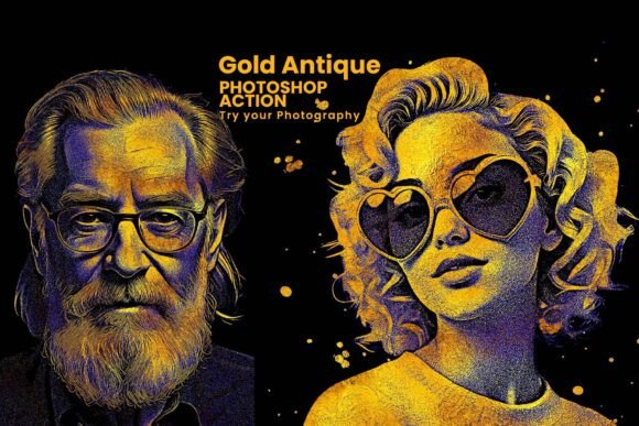 Gold Antique Photoshop Action: Transform Photos into Luxurious Art