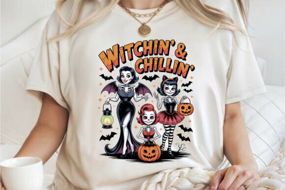 Halloween Witches Chilling Shirt PNG Designs