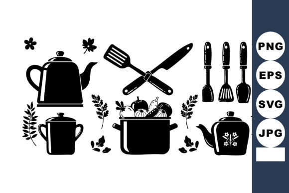 Kitchen Utensils Silhouette Vector: A Versatile Design Resource for Real-World Use