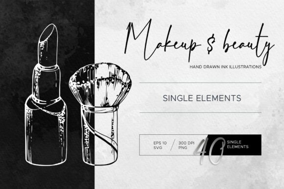 Makeup Beauty in Ink: Single Elements for Creative Projects