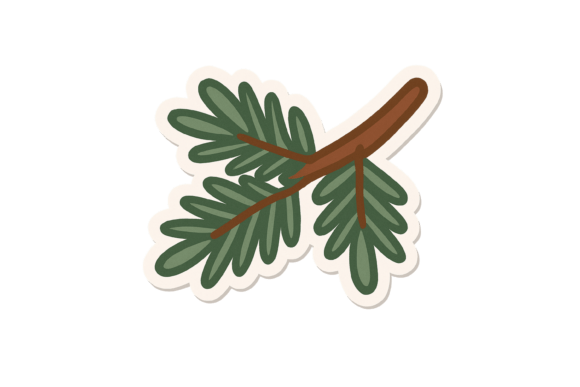 Pine Branch Winter Greenery Sticker for Cozy Creative Projects