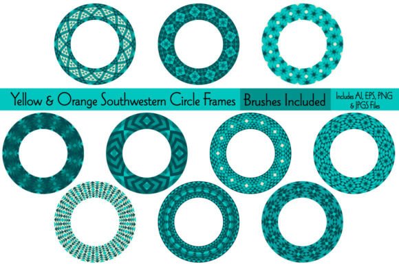 Turquoise Blue Southwestern Circle Frame: A Versatile Design Asset for Creatives