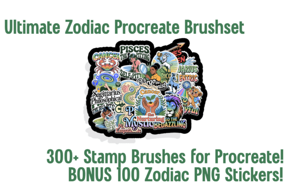 Unlock Celestial Creativity with the Procreate Cosmic Depths Zodiac Stamp Brushset