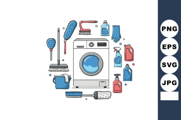 Washing Machine with Cleaning Supplies